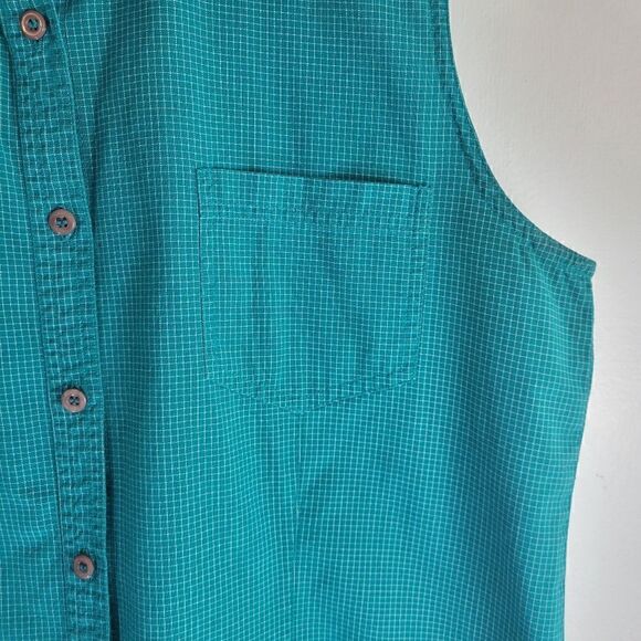 VintageāCherokeeāTealĀ BlueāSleevelessāGridlineāShirt - Picture 3 of 9
